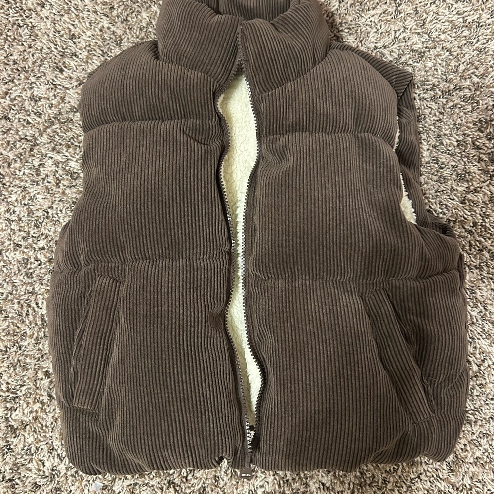 Brown Fluffy Puffer Vest